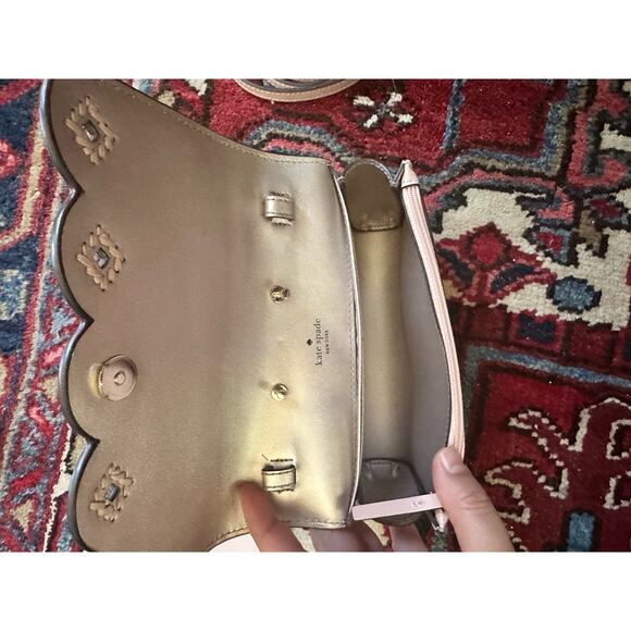 Kate Spade Gemma Crossbody Small Bag with Matching Wallet Pale Pink w/ Eyelets - Picture 4 of 13